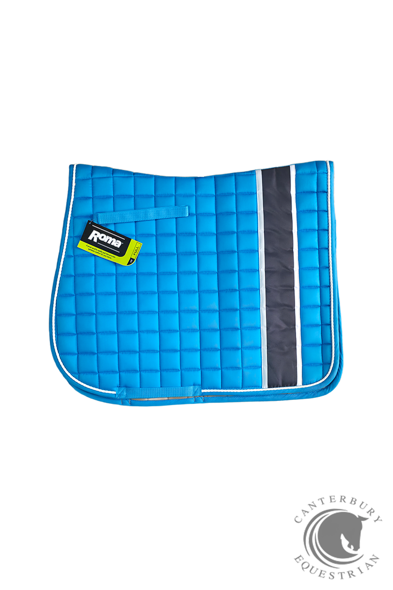 Roma Small Square Quilt Dreassage Saddle Pad Royla/Charcoal/White