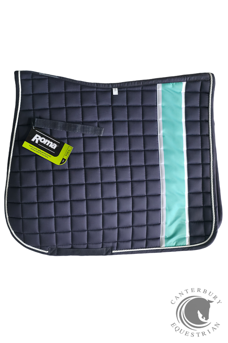 Roma Small Square Quilt Dressage SaddlePad Charcoal/Mint