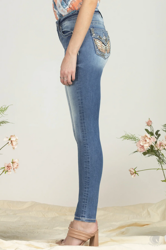 Miss Me Vibrant Winged Skinny Jeans