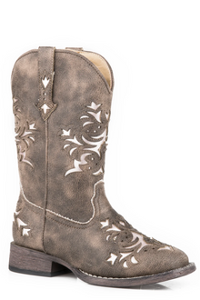  Roper Lola Kids Western Boots Silver Inlay
