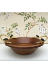 Wooden Bowl with Olive Design Handles