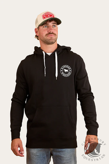  Ringer Western Signature Bull Mens Pullover Hoodie - Black/White