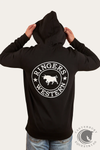 Ringer Western Signature Bull Mens Pullover Hoodie - Black/White