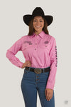 Ringers Western Signature Jillaroo Womens Half Button Shirt Pastel Pink/Navy