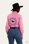 Ringers Western Signature Jillaroo Womens Half Button Shirt Pastel Pink/Navy