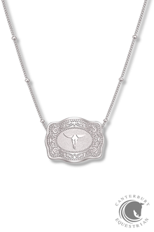  SpurWest Mini Belt Buckle Necklace Silver (Longhorn)