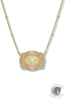  SpurWest Mini Belt Buckle Necklace Gold (Longhorn)