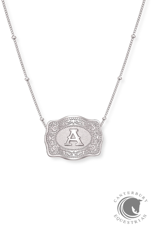 SpurWest Mini Belt Buckle Necklace Slive (Initial) - A