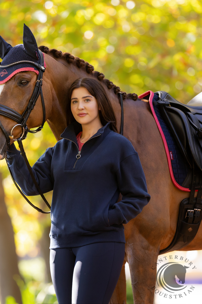 LeMieux Suede Dressage Square Navy/Cranberry
