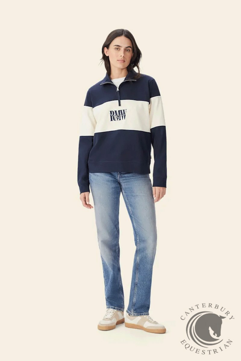 R.M. Williams Womens Trickett Panel Sweatshirt Navy/Ivory