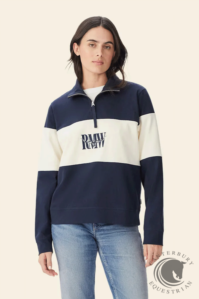 R.M. Williams Womens Trickett Panel Sweatshirt Navy/Ivory