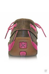 Twisted  X Womens Pink Ribbon Mocs Lace Up Bomber/Neon Pink