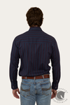 Ringers Western Mapleton Mens Western Shirt Stripe - Navy