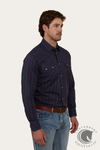 Ringers Western Mapleton Mens Western Shirt Stripe - Navy