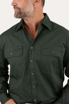 Ringers Western King River Mens Full Button Work Shirt Cargo Khaki