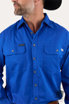 Ringers Western King River Mens Full Button Work Shirt Royal Blue