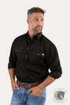 Ringers Western King River Mens Half Button Work Shirt Black