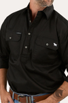 Ringers Western King River Mens Half Button Work Shirt Black