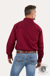 Ringers Western King River Mens Half Button Work Shirt Burgundy