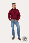 Ringers Western King River Mens Half Button Work Shirt Burgundy