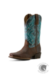 Ariat Women's Round Up Narrow Cutter Toe Western Boot - Sassy Brown/Ocean Wave