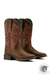 Ariat Women's Round Up Wide Square Toe StretchFit Western Boot - Sassy Brown