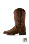 Ariat Women's Round Up Wide Square Toe StretchFit Western Boot - Sassy Brown