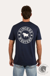 Ringers Western Signature Bull Mens Classic T-Shirt - Navy with White Print