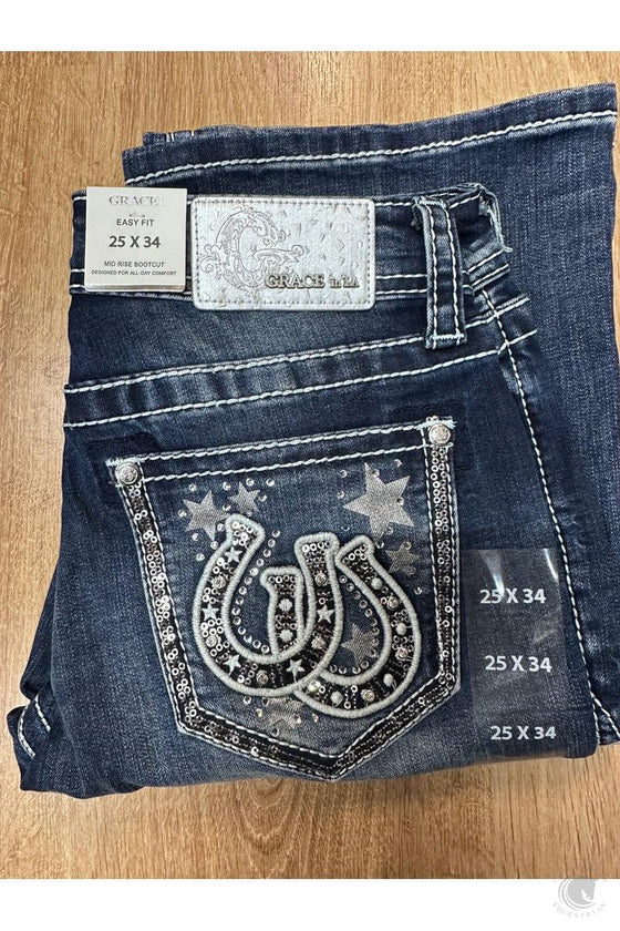 Grace In LA Double Horseshoe Jeans