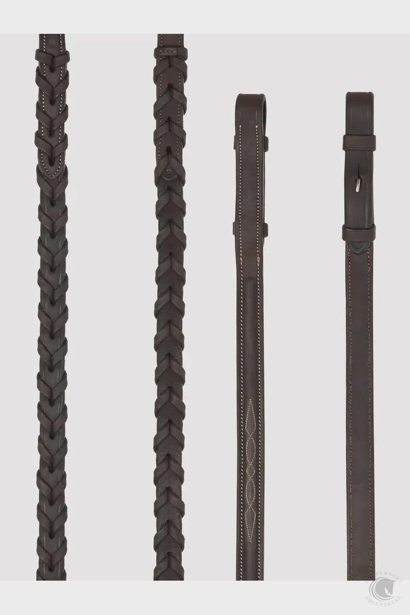 LeMieux Hunter Laced Reins with Stitching Havana/Silver