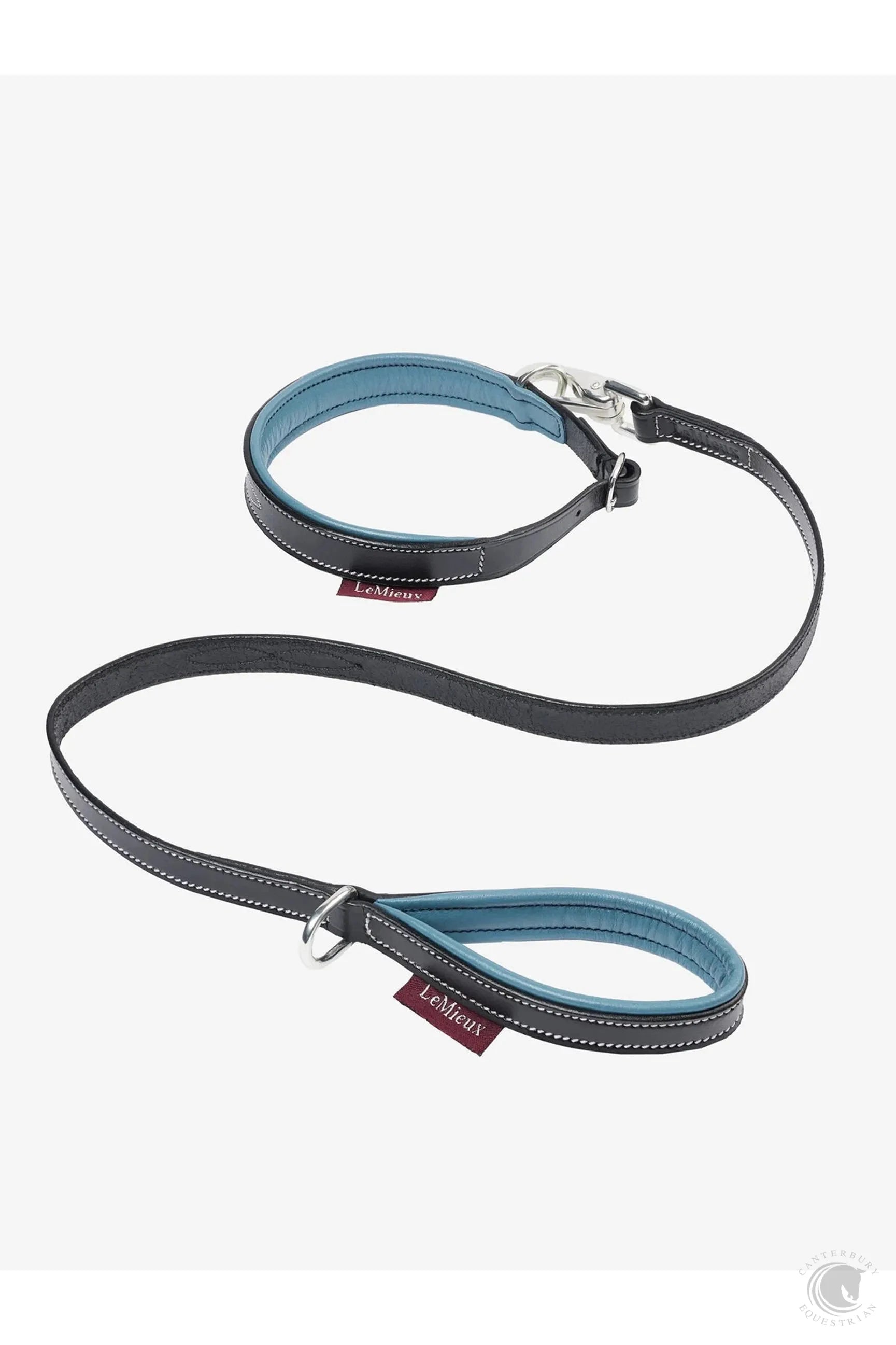 LeMieux Toy Dog Leather Collar and Lead Ice Blue/Black