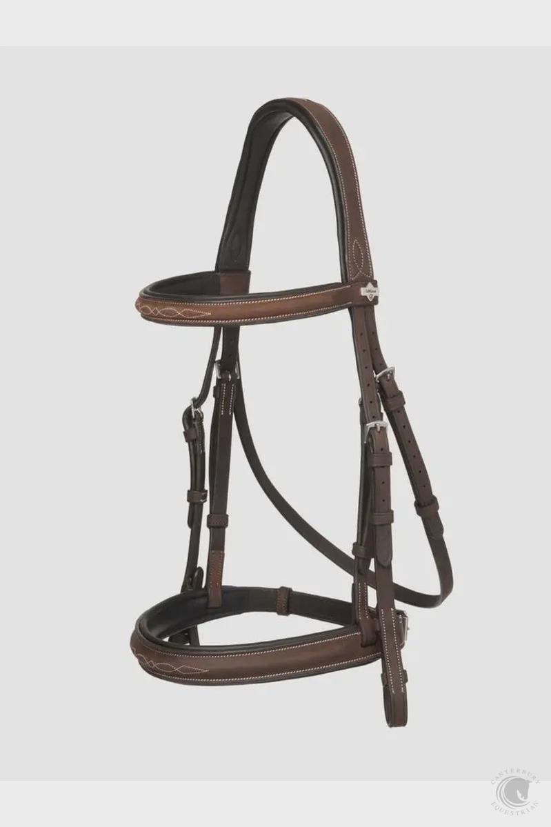 LeMieux Stitched Hunter Bridle with Laced Reins Havana Silver