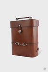 Premium Genuine Leather Double Wine Bottle Carrier Tote with Bit Design
