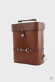 Premium Genuine Leather Double Wine Bottle Carrier Tote with Bit Design