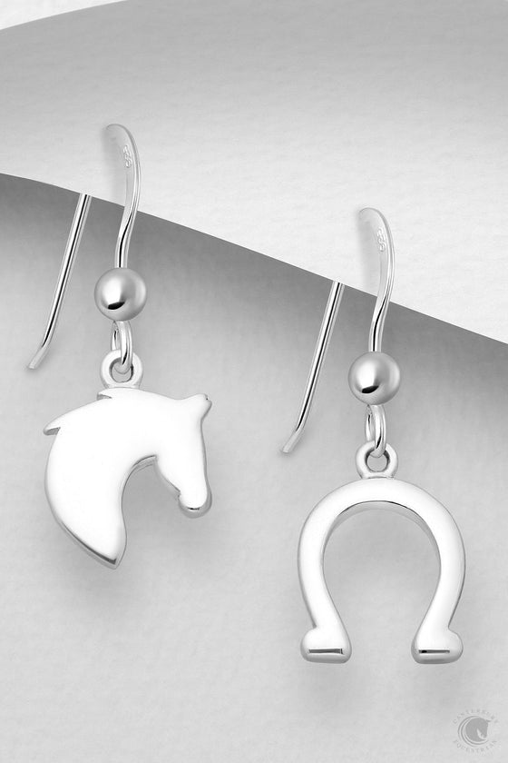 Elite Equestrian Horse & Horseshoes Hook Earrings