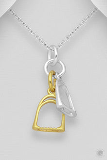  Elite Equestrian Double Stirrup Pendent Yellow Gold