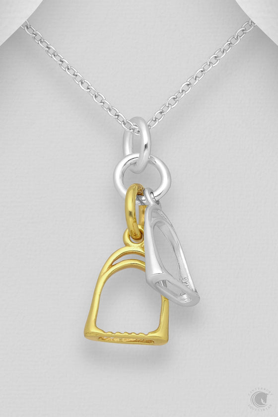 Elite Equestrian Double Stirrup Pendent Yellow Gold