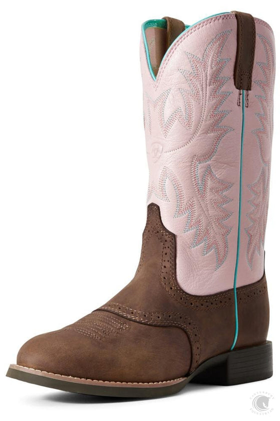 Ariat Womens Heritage Stockman – Driftwood Brown/Pastel Pink