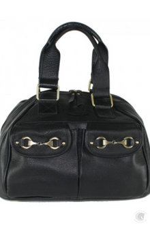  Andrea Riding Hat Bag In Fine Leather Black
