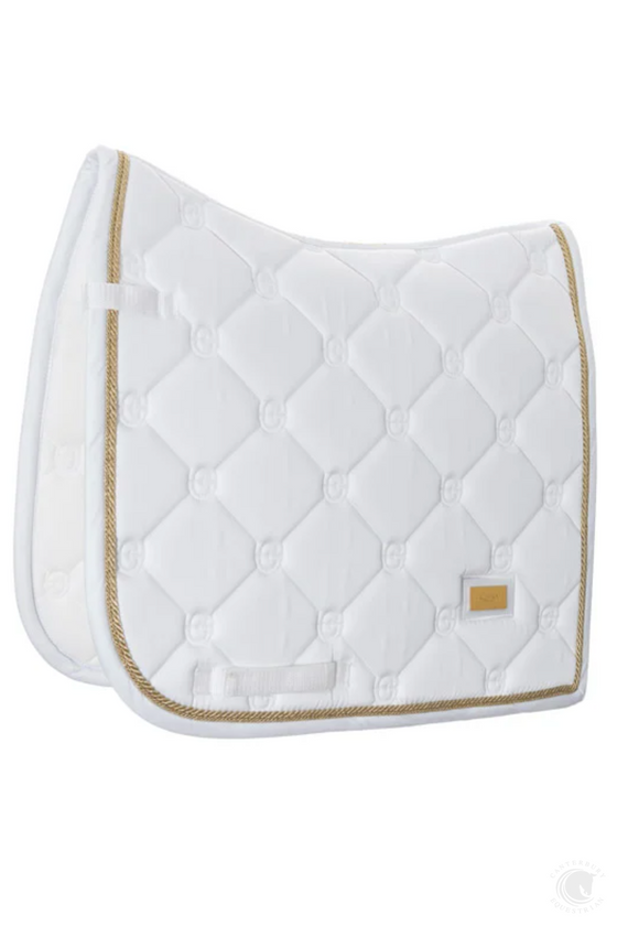 Equestrian Stockholm Dressage Saddle Cloth White Perfection Gold