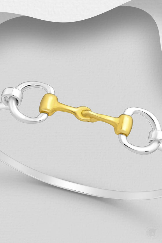Elite Equestrian Two Tone Snaffle Bracelet - Gold  - Medium