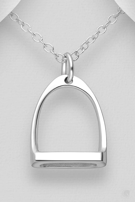 Elite Equestrian Simple Stirrup - Stirling Silver Pendent (Only)