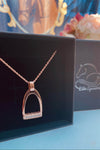 Elite Equestrian Luxe Rose Gold or Yellow Gold Stirrup Necklace